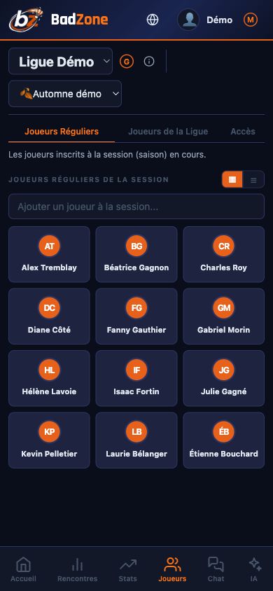 Joueurs réguliers de la saison